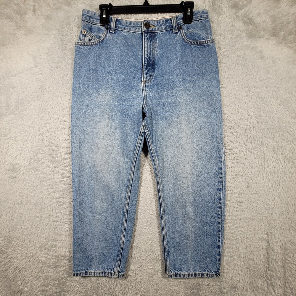 Lands' End Fit 3 Jeans Womens 12 Blue Light Wash‎ High Rise Straight Leg 32x24